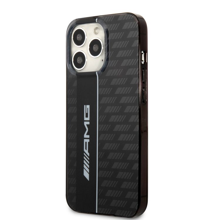 AMG Double Layer Carbon Pattern II Transparent Hard Case Compatible with iPhone 13 Pro Max - Black
