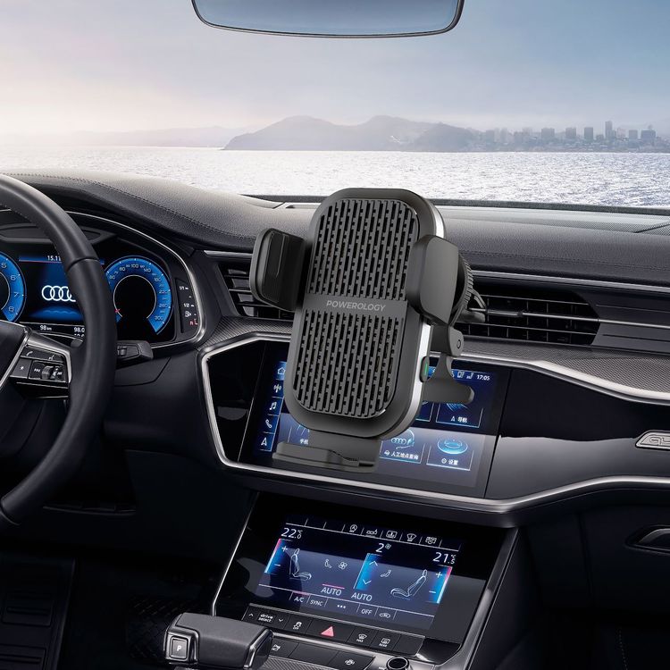 Powerology Dual Coil Car Mount Wireless Charger Built-in Cooling Fan