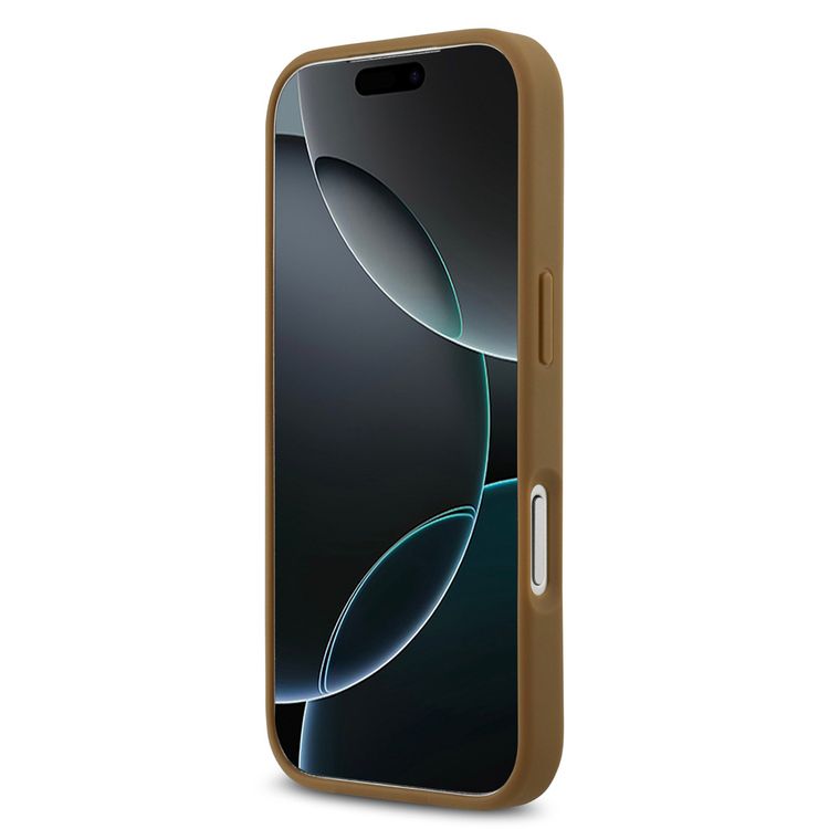 حافظة Karl Lagerfeld MagSafe من الجلد الصناعي لجهاز iPhone 17 Pro Max مع شعار بالحفر، تصميم نحيف، حماية من السقوط، تركيب سهل، تغليف مستدام، قبضة مريحة، تصميم خفيف الوزن - بني