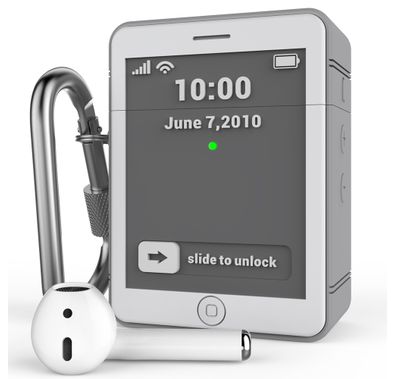 Ahastyle Mini Classic Retro iPhone 4 Design Silicone Case with Anti-Lost Carabiner Compatible for AirPods 1/2, Scratch Resistant, Shock Absorption, Drop Protection