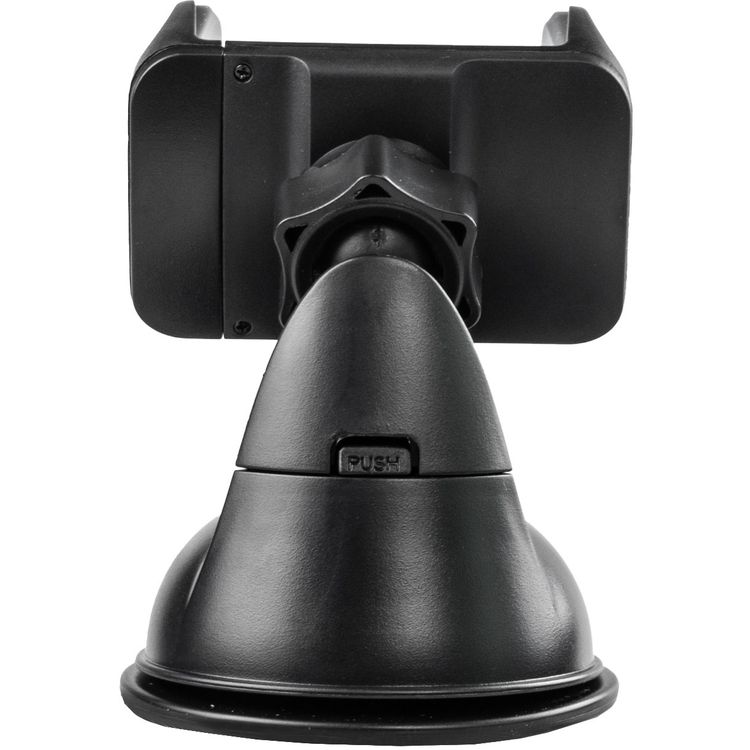 Porodo Universal Phone Mount with Adjustable Clamp, Strong Suction Base, 360° Rotation, Up to 6.5'' Devices Compatibility, One-Hand Operation, Vertical and Horizontal Phone Positioning - Black 