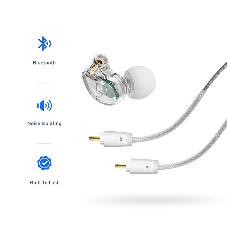 MEE Audio M6 Pro 2nd Generation In-Ear Monitors Headphones Wired + Wireless Combo Pack: Includes Stereo audio Cable and Bluetooth audio Adapter (Clear)