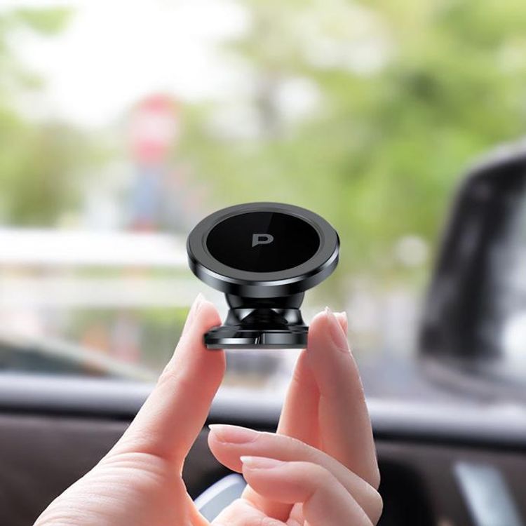 Powerology Heavy Duty Magnetic Car Mount 360° Rotatable with 3M Metal Plates, Compatible with 4.7 to 6.9-inch Devices - Black