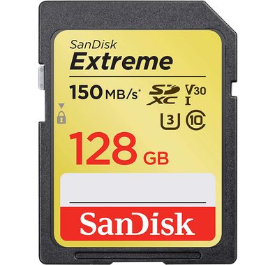 SanDisk Extreme SDXC Card 128 Gb 150 Mb/s V30 UHS-I U3 - Black - Black