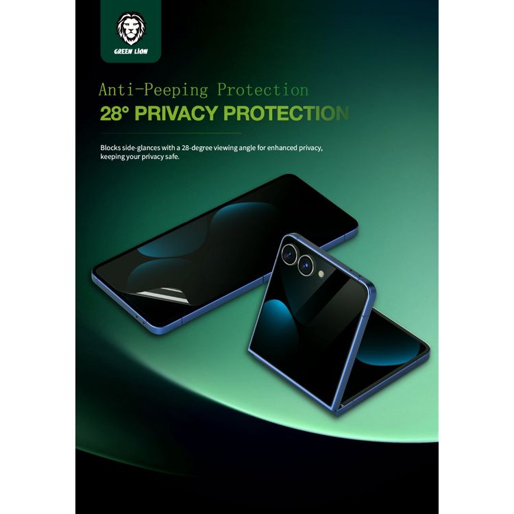 حزمة حماية الخصوصية من جرين ليون لهاتف زي فليب 7 مع فيلم مرن، مضاد للتسلل، فائق النحافة، مستوى صلابة 9H، مضاد للخدوش، مضاد لبصمات الأصابع - أسود