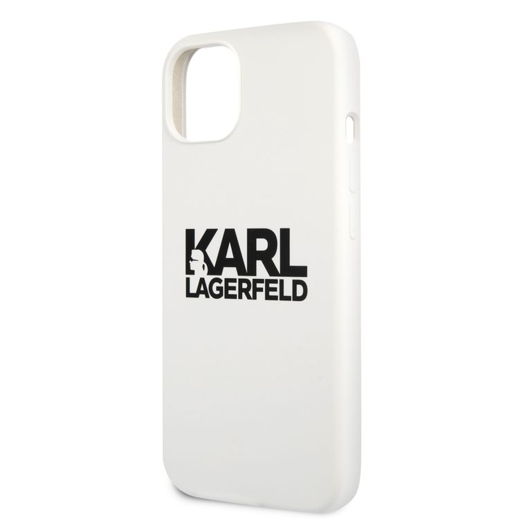 CG MOBILE Karl Lagerfeld Liquid Silicone Case Stack Logo Compatible for iPhone 13 (6.1") Easy Access to All Ports, Scratch Resistant, Drop Protection Back Cover