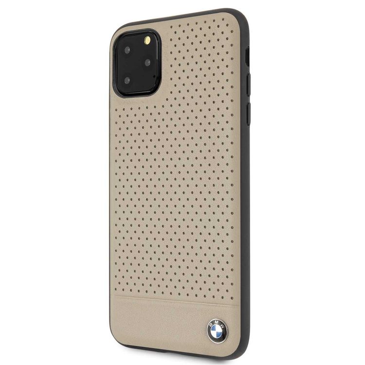 CG MOBILE, BMW Perforated Leather HardCase Compatible w/ iPhone 11 Pro Max, Premium Leather, Anti-Scratch, Camera Protection, Easy Access to All Ports - Grey