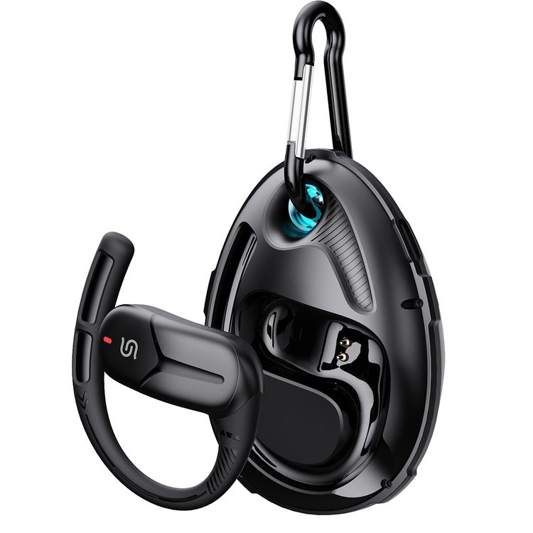 Porodo Octopus Open-Ear Wireless Earbuds with Touch Control, 300mAh Charging Case & 35mAh Earbuds Battery, 5 Hours Play Time, Sweat & Water Resistant, Gaming & Music Mode, Voice Assistant, Ultra Low Latency - Black