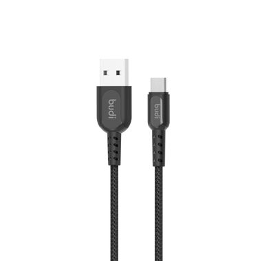 Budi Sync Micro USB Cable Zinc Alloy Metal - Black