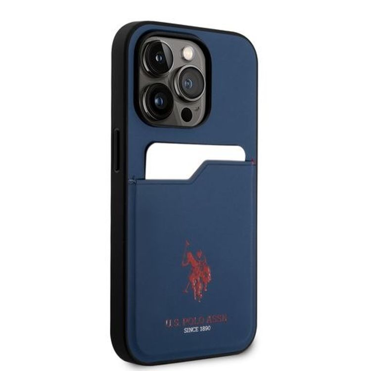 U.S. Polo Card Slot Hard Case iPhone 14 Pro - Navy Blue