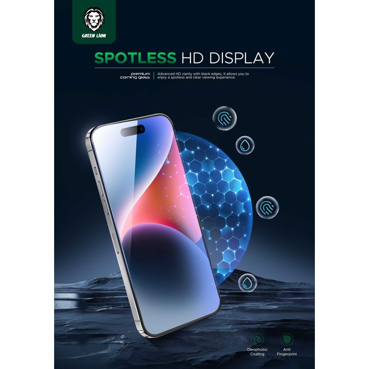 حماية شاشة Green Lion 3D Corning Pro - صافي - iPhone 15 Pro