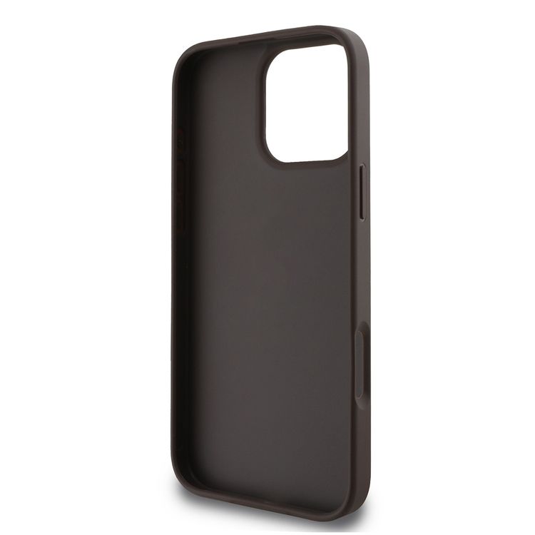 Guess PU 4G Hard Case with Big Love Guess Logo For iPhone 16 Pro, High Quality Material, Lightweight, Easy Snap-on - Brown