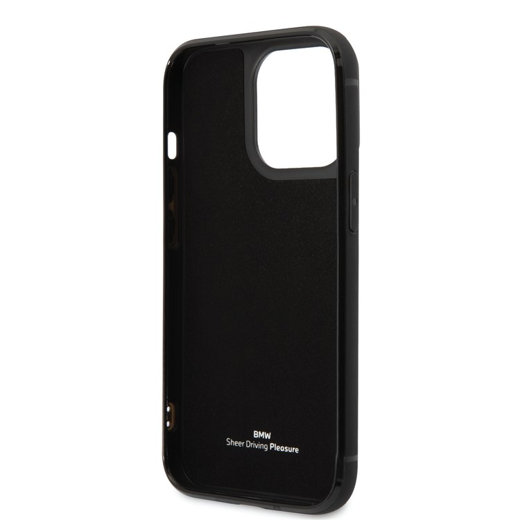 BMW Signature Collection Genuine Leather Case With Cardslot Embossed Pattern - iPhone 14 Pro Max - Black