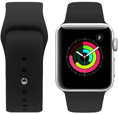 Porodo iGuard Silicone Watch Band Compatible for Apple Watch 38/ 40/ 41mm -Black