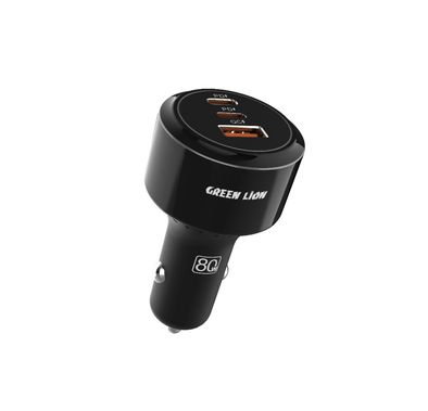 Green Lion Roadex Triple-Port Car Charger, 80W Total Outp...
