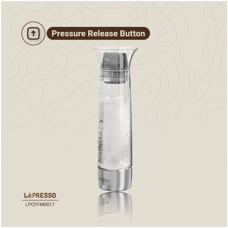 LePresso Carbonator Instant Sparkling Water with Efficient Carbonator, Pressure Release Safety Valves, Stand-Alone Operation, Gas Fills From Bottom, Portable & Compact, Patented & Durable Design - Black