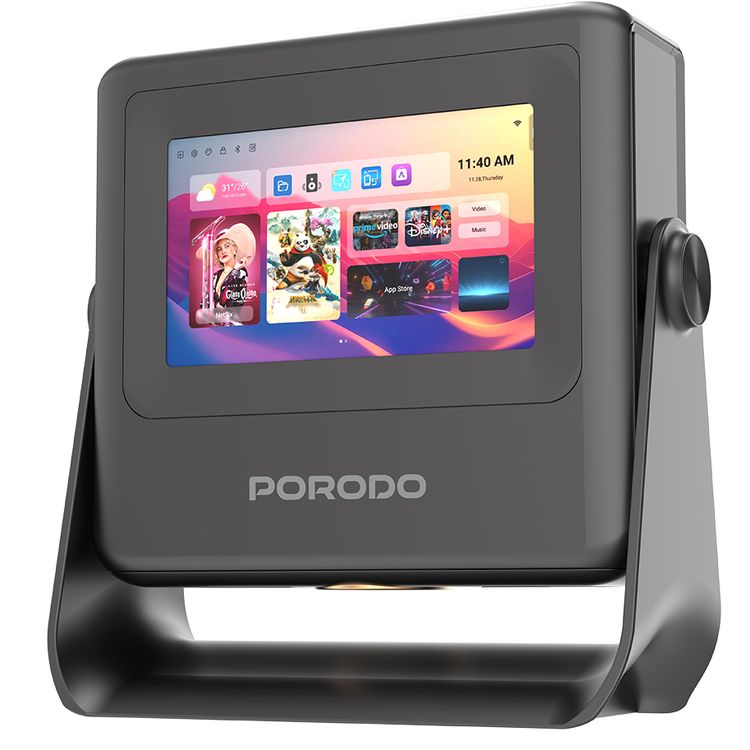 بروجكتور بورودو أوبتيفيس سمارت HD مع جهاز لوحي ذكي، تركيز تلقائي ذكي، تصحيح الانحراف التلقائي، وتجنب العقبات التلقائي.