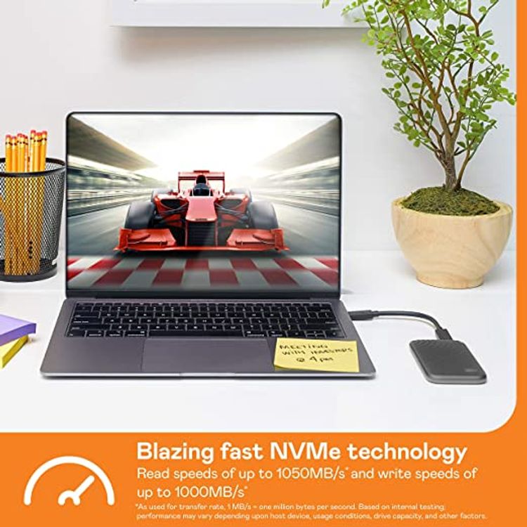 Western Digital 500GB My Passport SSD, 1050MB/s Read, 1000MB/s Write, PC & Mac Compatible-WDBAGF5000AGY-WESN - Grey - Grey