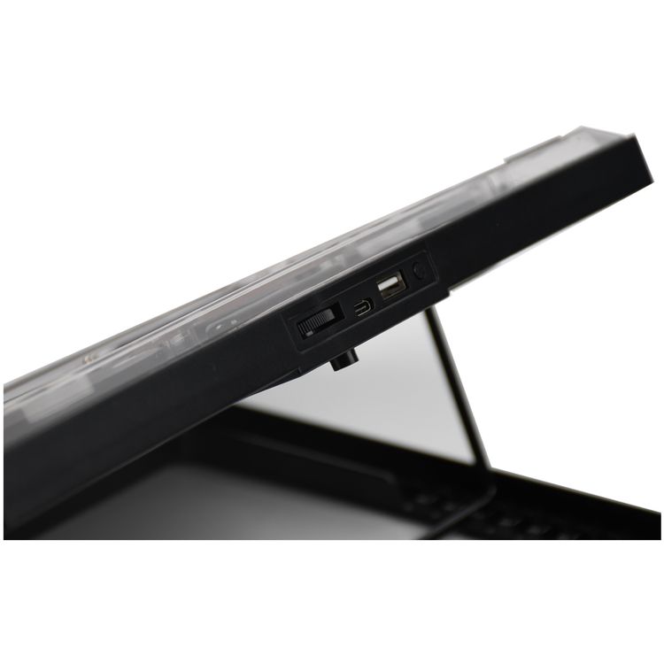 Porodo Gaming Crystal Shell Laptop Cooling Pad with Phone Holder, ABS, Metal & PC Material, 2 Fans, USB-A & USB-C Ports, 10-17" Devices Compatible, Anti-Slip Base, Ergonomic Design, Plug & Play - Black 