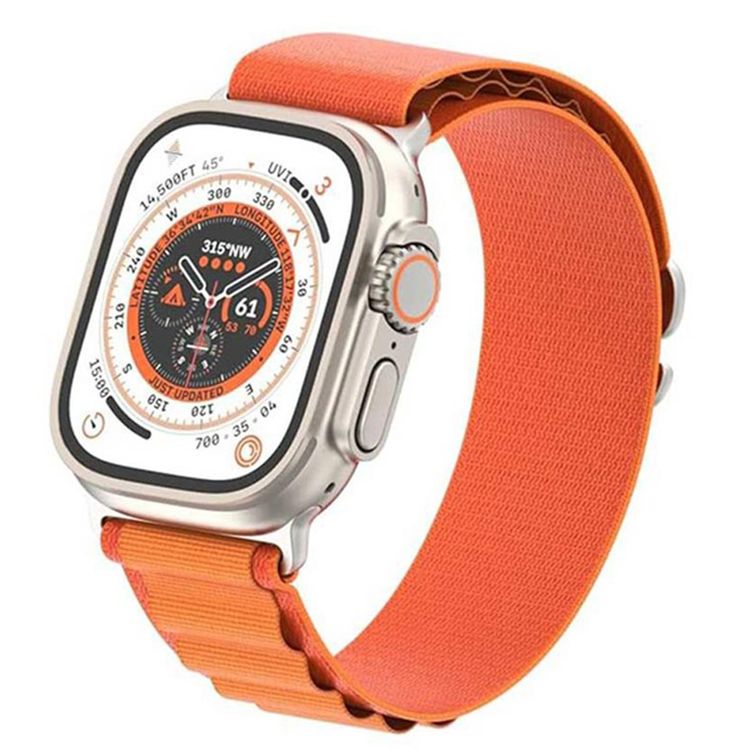 Green Lion Alpine Loop Nylon Strap for iWatch, Comfortable Wearing, Premium Material, Compatible with Apple Watch 42/44/45/49 mm, Available in Various Colors - Orange