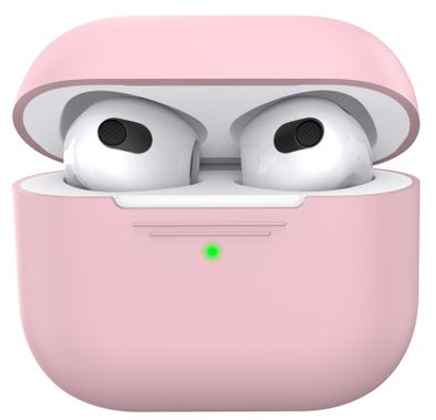 AhaStyle PT176-PK Full Cover Silicone Case for Airpods 3 Drop Shock Protection, Front LED Visible Cover with Carabiner Suitable with Wireless Chargers - Pink