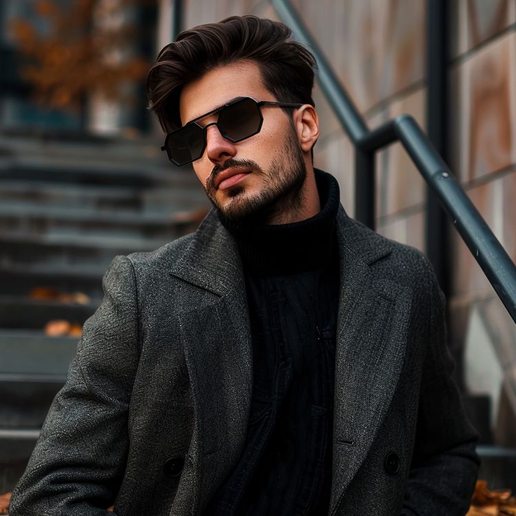 نظارات Levelo Floro UV-Guard مع حماية UV400، تصميم معدني أنيق، إطار معدني خفيف الوزن، مقاومة للخدش والصدمات، تصميم للجنسين - اللون الأسود