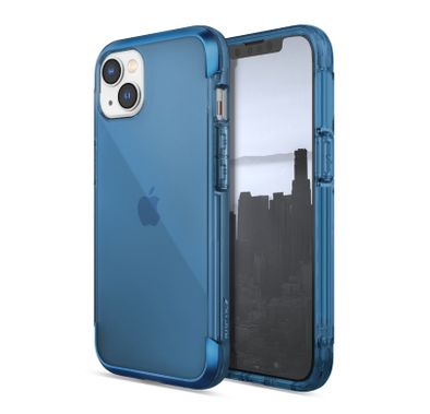 كفر حماية X-Doria Raptic Air لهاتف iPhone 14 Plus، إطار مرتفع، جزء داخلي من المطاط الناعم، نحيف وصغير الحجم، قابل لإعادة التدوير والتحلل البيولوجي، حماية من الخدش والتلف – أزرق