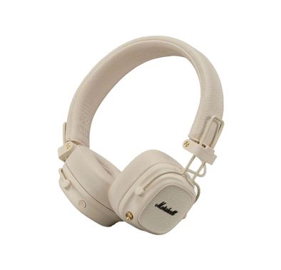 Marshall Major V Wireless On-Ear Headphones with Rugged & Foldable Design, Wireless Charging, 3 Hours Charging Time, Customizable M-Button, Bluetooth Version 5.3, Up to 100 Hours Play Time - Cream 