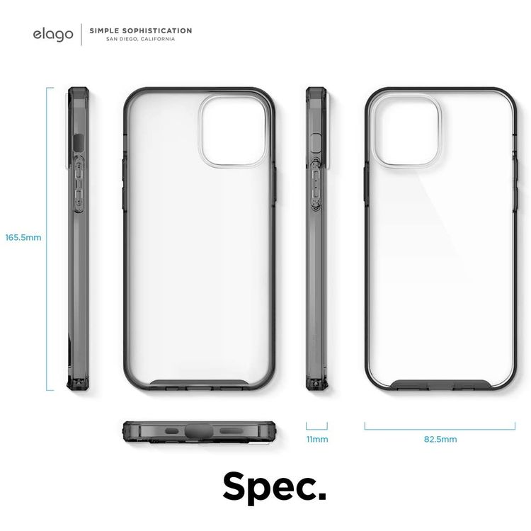 Elago Hybrid Case Compatible for iPhone 12 Pro Max (6.7"), Shock Absorbing Case Suitable Wireless Charging, Screen & Camera Protection - Black