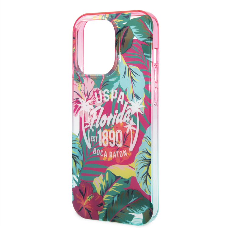 USPA PC/TPU Case Florida Design iPhone 14 Pro Compatibility - Pink/Green