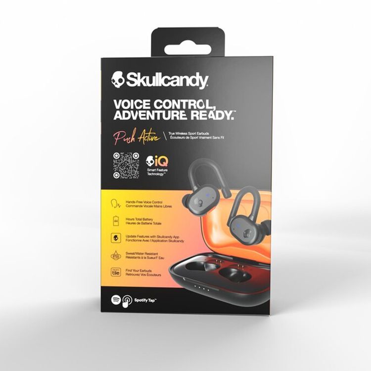 Skullcandy Push Active True Wireless in-Ear Earbuds, Call, Track & Volume Controls, Dual Noise-Reducing Microphones, 44 Hours Total Battery Life, 6 mm Driver Diameter - Black/Orange