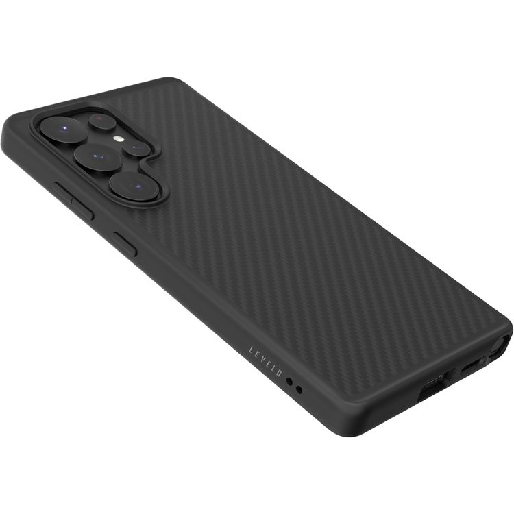 Levelo Ox Carbon Case for Samsung S25 Ultra, MagSafe Compatible, Durable 600D Aramid Fiber Material, Anti Fingerprint, Premium Quality Guaranteed - Black