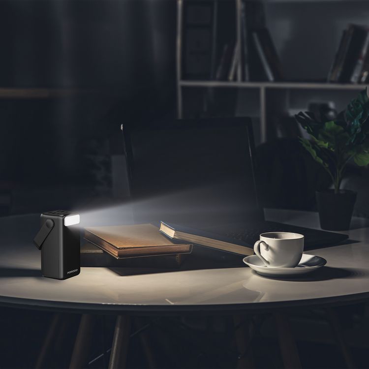 باور بانك بورودو لارا 50000 مللي أمبير/ساعة مع مصباح يدوي، مقبض محمول، PD 20 وات، شحن سريع، منفذين USB-A وUSB-C وMicro، 4 كابلات مدمجة، توافق عالمي - أسود