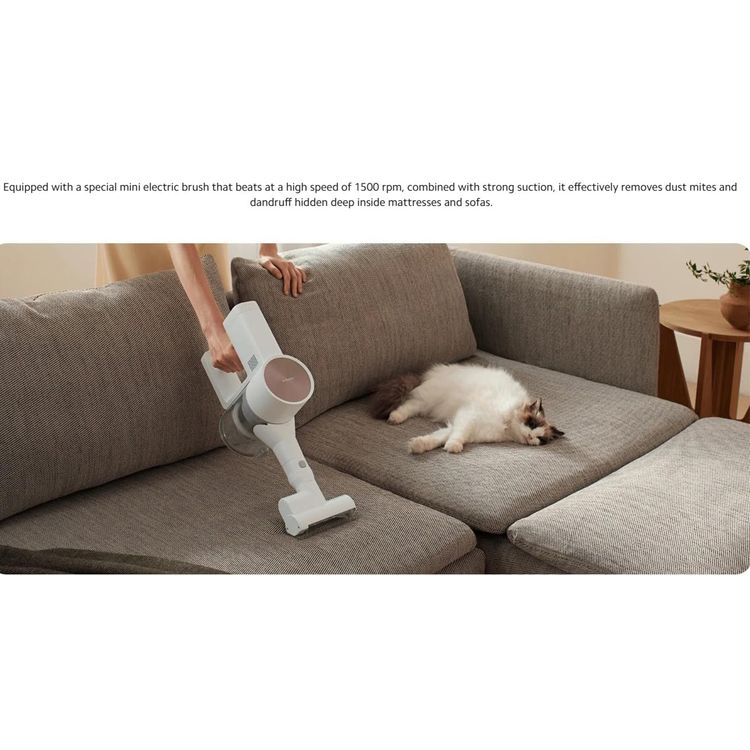 مكنسة شاومي G20 مع ضوء LED للأرضية، بقوة 460 واط، وضغط شفط 25000 باسكال، وسعة حاوية الغبار 600 مل، ووضع توفير الطاقة يصل إلى 60 دقيقة، وفرشاة كهربائية صغيرة، ملحق فوهة 2 في 1 وفوهة كهربائية للأرضية - أبيض
