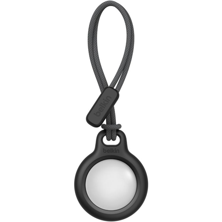Belkin Secure Holder with Strap Compatible for Apple Airtag, Anti-Scratch Skin Cover, Anti-Lost Holder Suitable for AirTag Bluetooth Tracker - Black