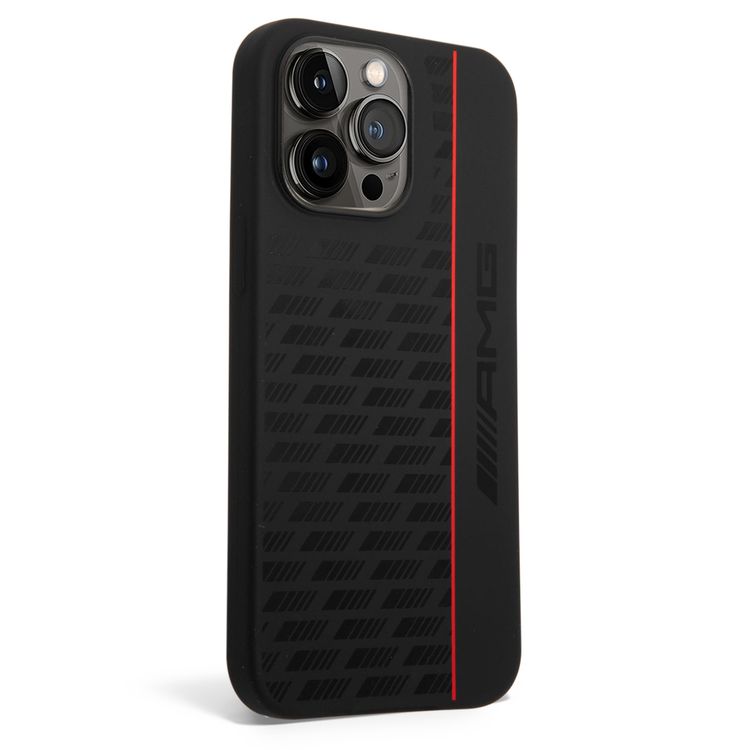 AMG Liquid Silicone Case - Carbon Pattern, Bumper Protection iPhone 14 Pro Max Compatibility - Black