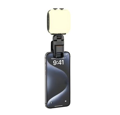 Porodo Lifestyle Clip-On Fill Light with 3 Color Temperatures, 1000mAh Battery Capacity, Up to 24 Hours Working Time, 3 RGB Lights, Wide Compatibility, 4W Power - Black