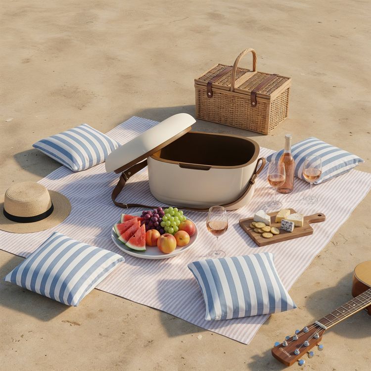 Green Lion Vintage Insulated Cooler Box 20L with Leak-Proof Design, Food-Grade Safety, Triple-Layer Insulation, Hot and Cold Storage, Adjustable Strap, Airtight Protection, Impact Resistant, Travel Friendly, Long-Lasting Insulation - Beige