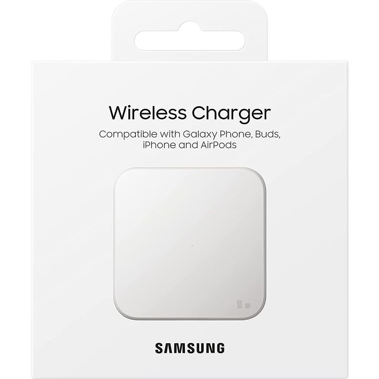 Samsung Wireless 9W Charger with LED Dim Light Charging Status Compatible for Galaxy Phone, Buds, iPhone & AirPods, Case-friendly 2mm, Smooth & Compact Design Fast Wireless Charging Pad - White