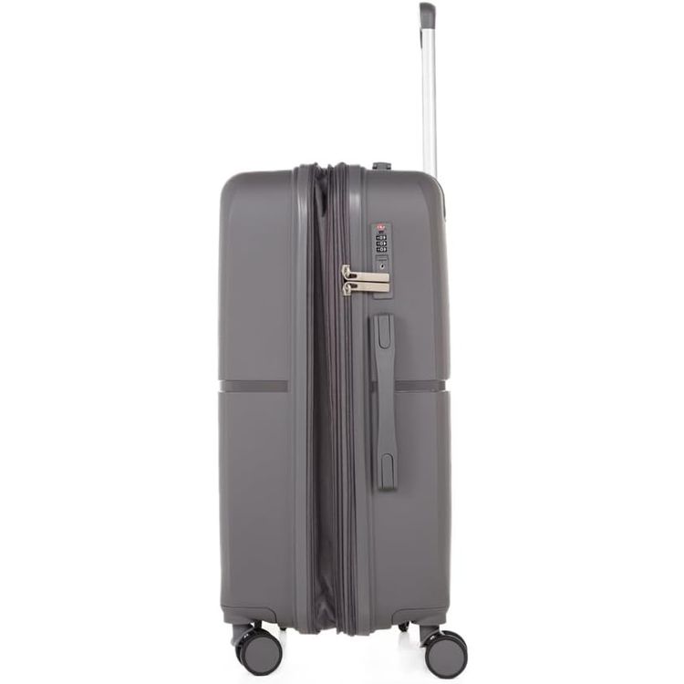 مجموعة حقائب سفر HT مكونة من 3 قطع، مصنوعة من مادة البولي بروبيلين (PP) الصلبة - رمادية