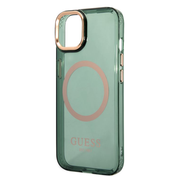 Guess Magsafe Case With Translucent Gold Outline - iPhone 14 - Kaki