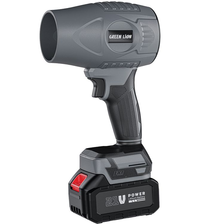 Green Lion Storm Jet Cordless Blower with 21V Detachable Battery, Brushless Motor & Super Strong Wind, 36,000 RPM Range, 1000W Power - Gray