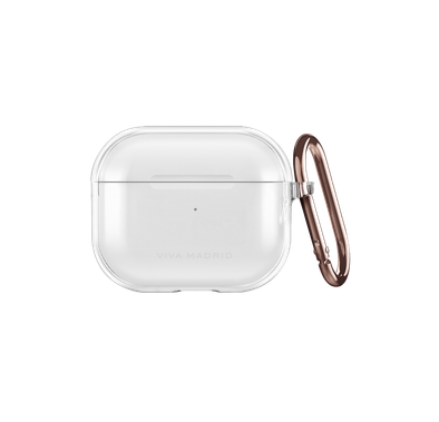 Viva Madrid Clar Max Case Compatible for AirPods 3 with Bronze Keychain, Scratch & Drop Resistant, Dustproof & Absorbing Protective Silicone Cover Suitable with Wireless Chargers - Clear