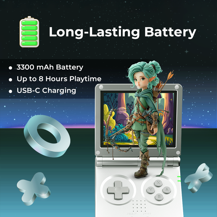 Green Lion GP Pro Fold Gaming Console with Dual-Core G31 MP2 GPU, Vibrating Motor, HDMI Output, Supports Up-to 512GB TF Card, 3.5 Inches IPS Screen, 640×480 Pixels Resolution, 3300mAh Battery, 8 Hours Working Time - Silver