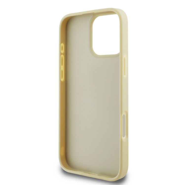 Guess Fixed Glitter Hard Case with Script Metal Logo for iPhone 16 Pro Max, Slim Profile, Drop Protection, Easy Snap-On, High-Quality Material, Extra Shield Protection - Gold