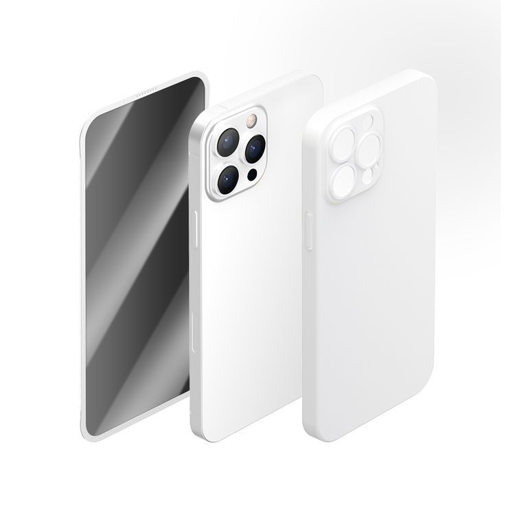 حزمة الحماية جرين ليون 360° Carsaca Plus مع غطاء PC وحامي شاشة الخصوصية لجهاز آيفون 13 برو، مقاومة للخدش وبصمات الأصابع، حماية كاملة 360° - أبيض