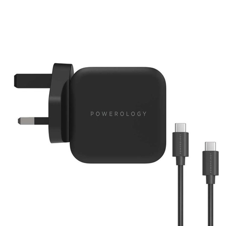  Powerology GaN Charger Includes Fast Charging USB-C Cable - Black