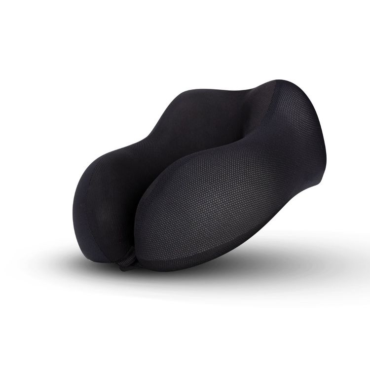 Green Lion Memory Foam Neck Pillow with Polyester Material, Upgraded Design, Lightweight, Breathable, Suitable for Daily Commute - Black