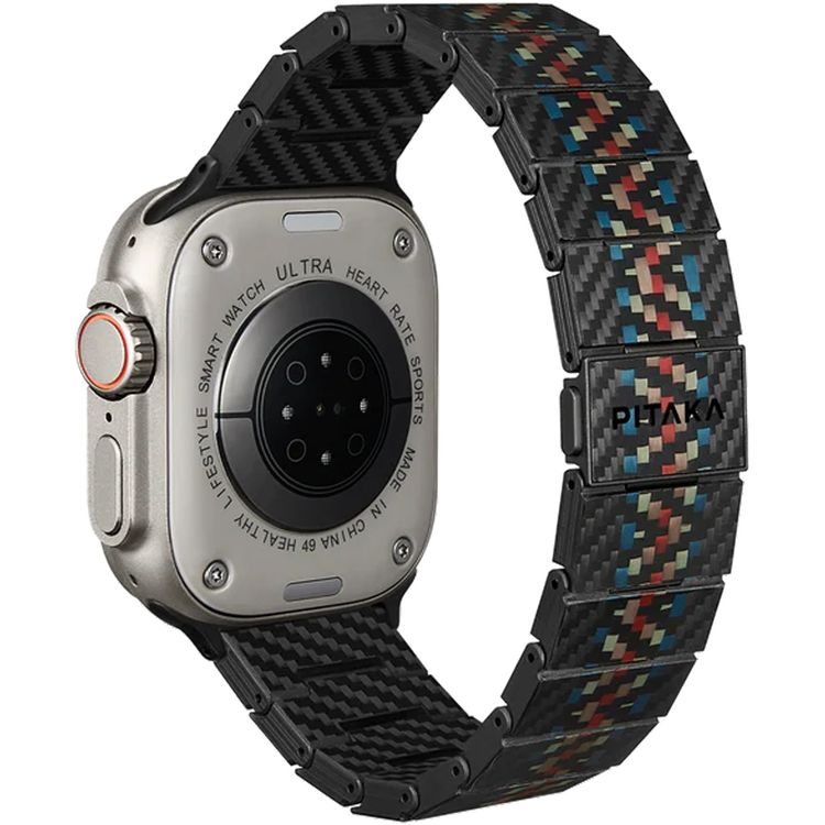 Pitaka Carbon Fiber Modern Watch Band Gen 2 - Rhapsody Version, Lightweight, Strong and Comfortable, Customizable Sizing, All Apple Watch Series Compatible - Black Carbon