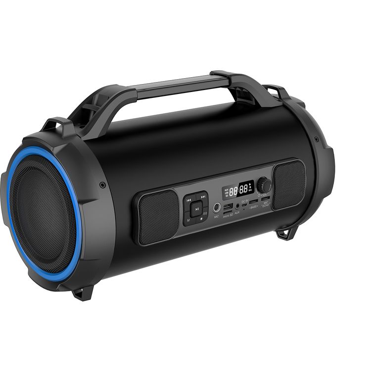 Porodo Soundtec Adventure Speaker with Colorful Lighting Effects, Bass & Concert Modes, Digital Display, 10m Bluetooth Range, 24W Total Power, Portable - Black